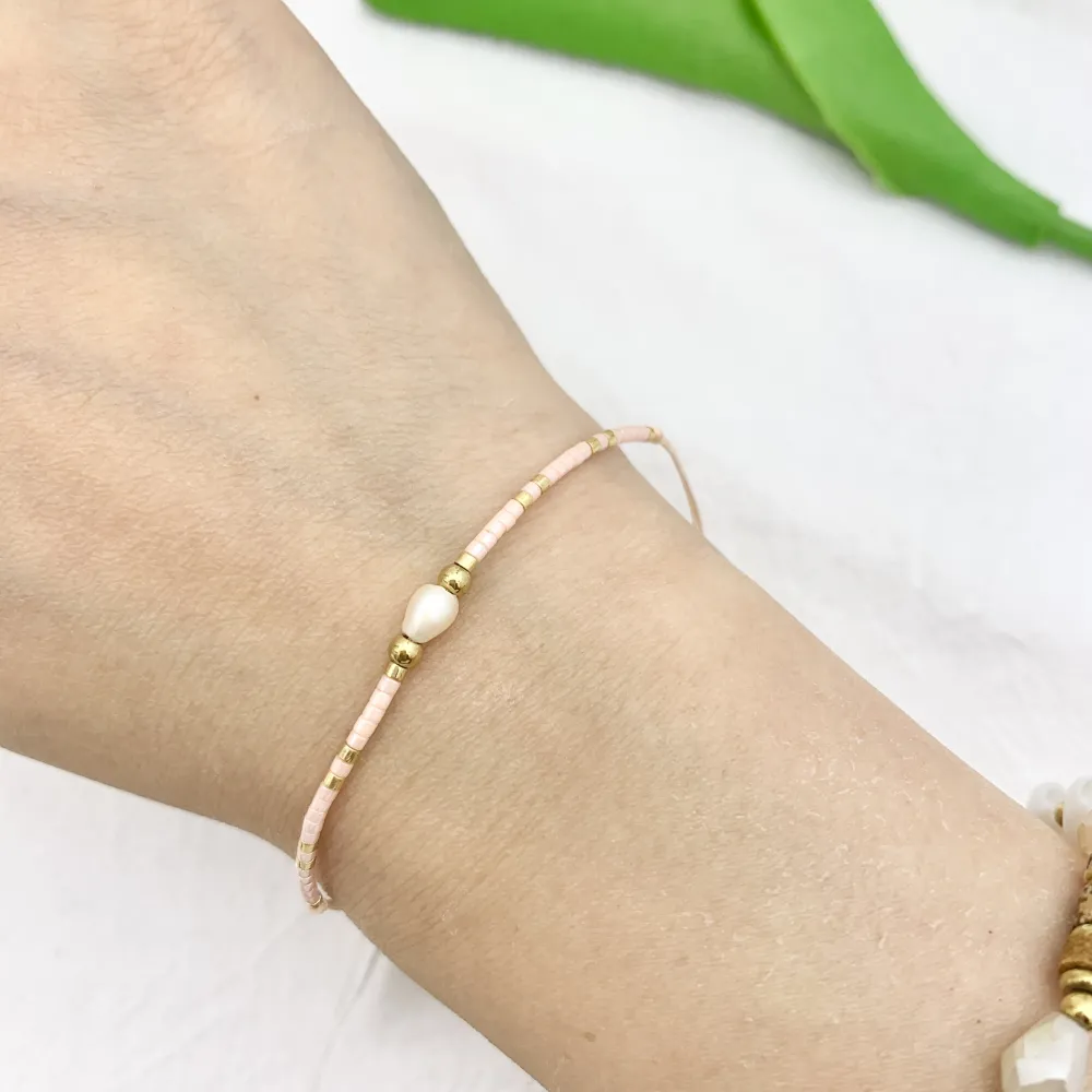 Perla con Perline-12pz Bracciali Regolabili - BPM-191-117