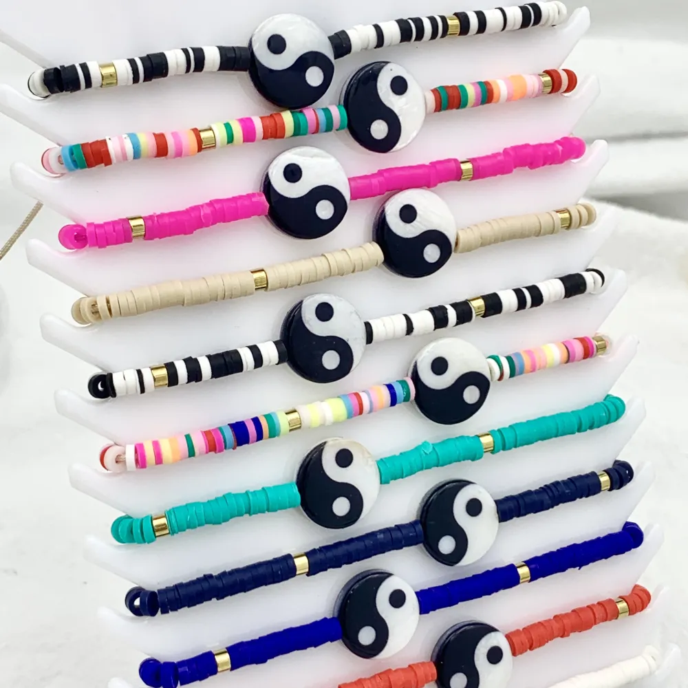 Ying Yang con Perline-12pz Bracciali Regolabili - BPM-480-84