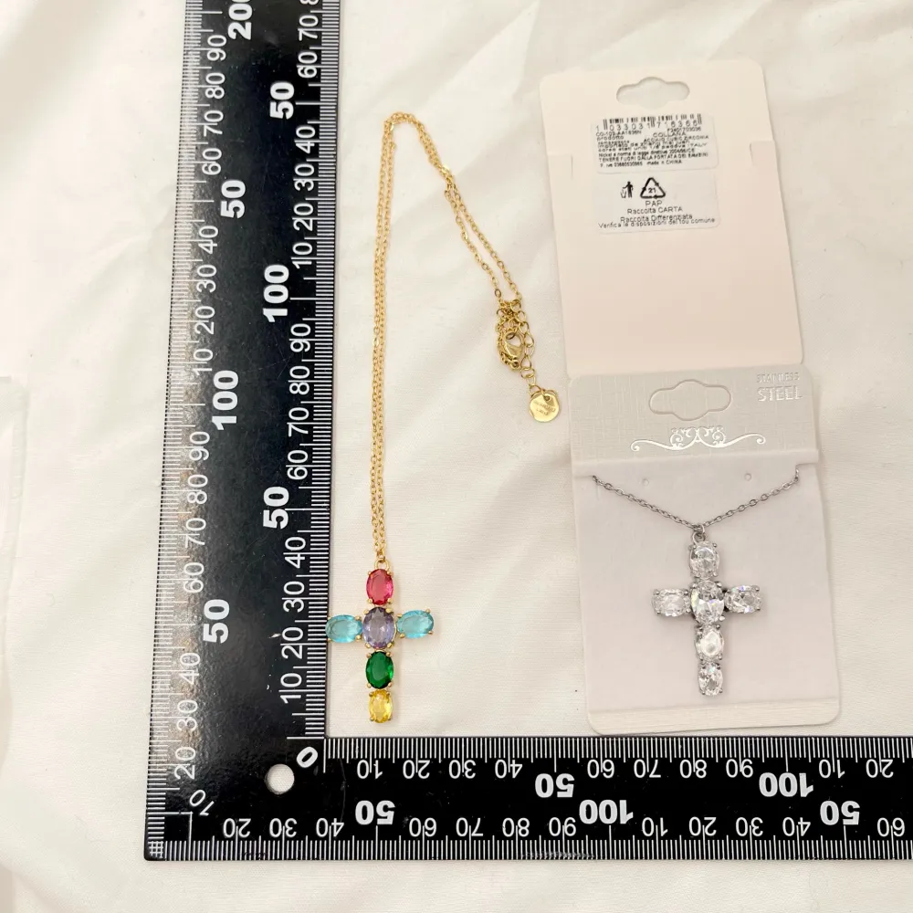 Croce-Collana Corta in Acciaio - CAC-103-AA1636N