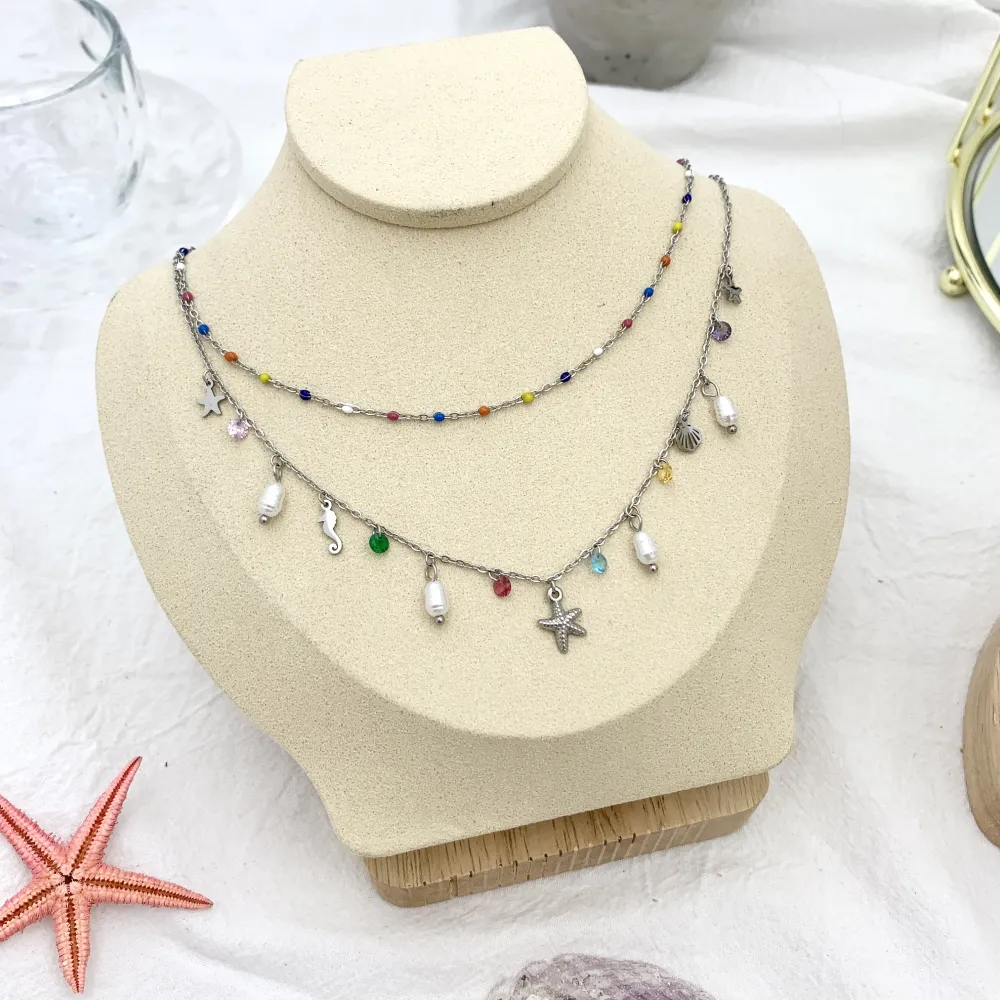 Stella Marina Estivo-Collana Corta in Acciaio - CAC-103-AA1738N