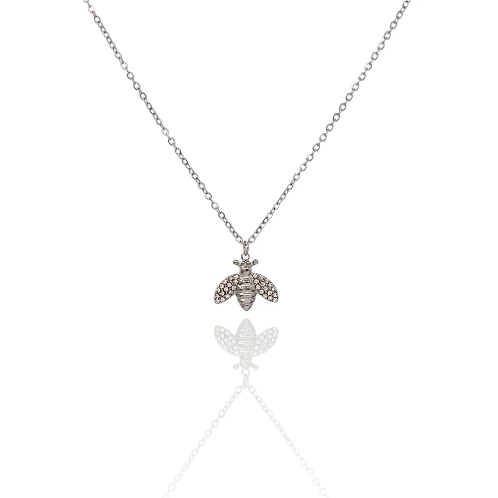 Ape con Zirconia-Collana Corta in Acciaio - CAC-103-AA1977N