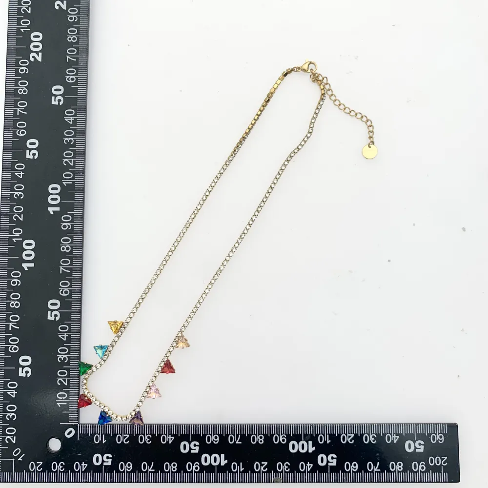 Tennis con Triangolo-Collana Corta in Acciaio - CAC-103-AA2556N