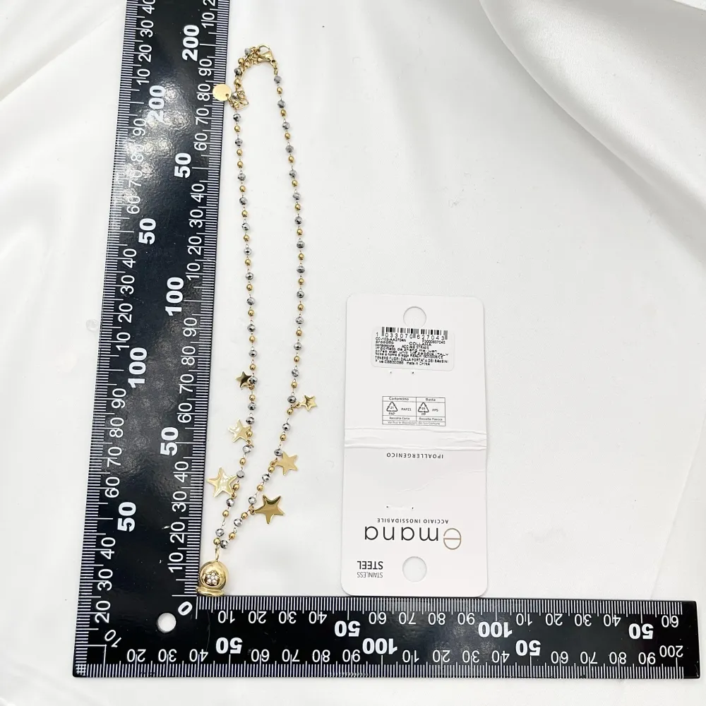 Campanello con Stella-Collana Corta in Acciaio - CAC-103-AA2704N