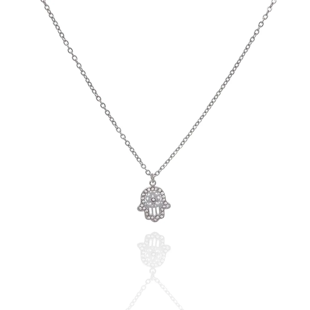 Mano di Fatima-Collana Corta in Acciaio - CAC-103-AA2814N