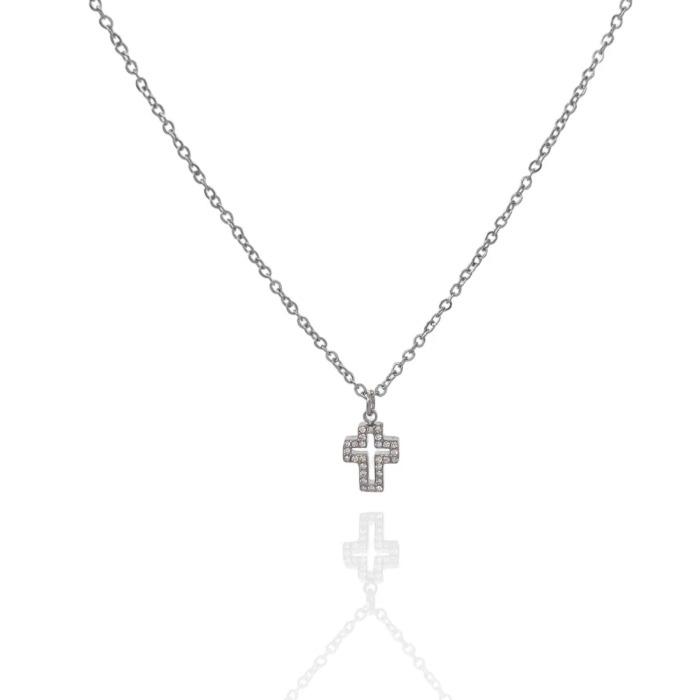 Croce-Collana Corta in Acciaio - CAC-103-AA2834N