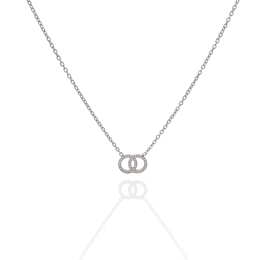 Doppio Cerchio-Collana Corta in Acciaio - CAC-103-AA2840N