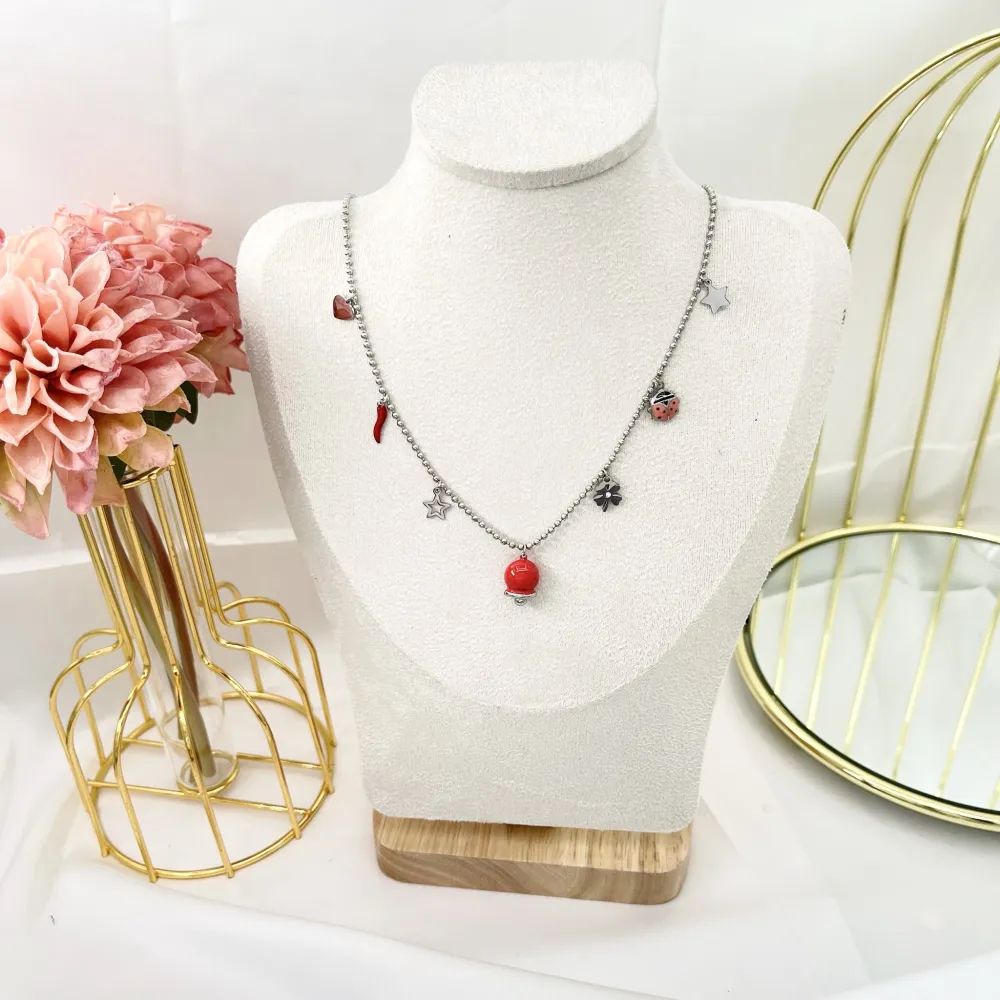 Campanello Smaltato-Collana Corta in Acciaio - CAC-103-AA3420N