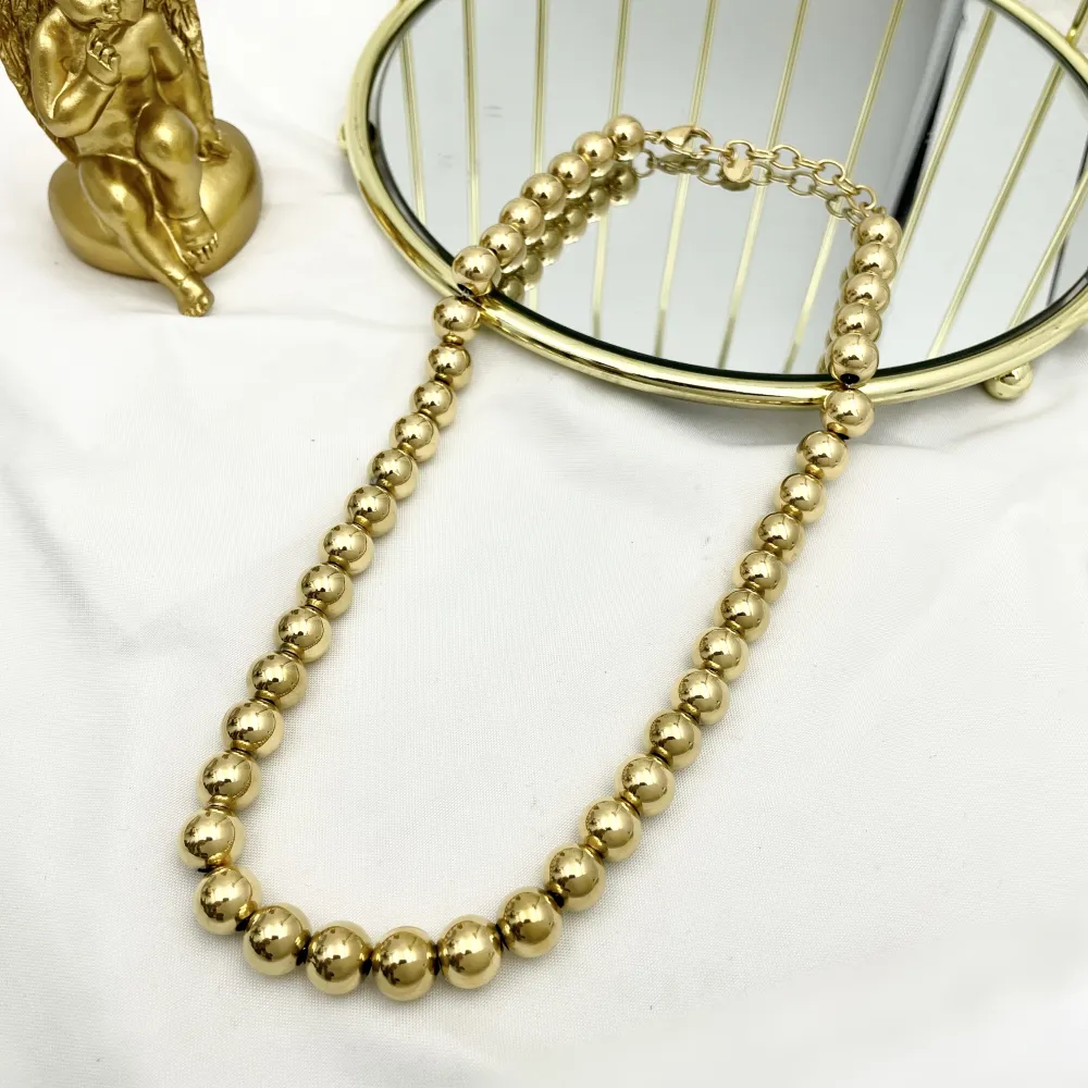 Pallina Vuota 10mm-Collana Corta in Acciaio - CAC-103-AA3993N  10mm