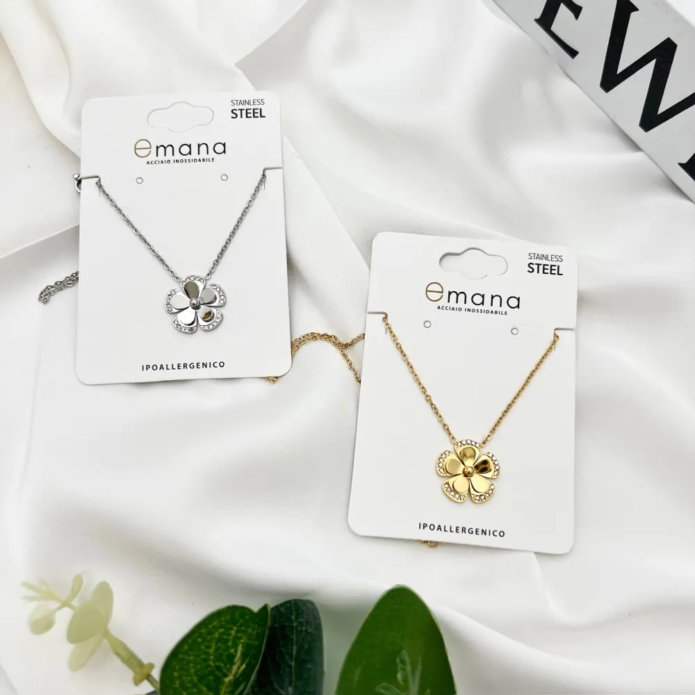 Fiore -Collana Girocollo in Acciaio - CAC-103-AA4143N