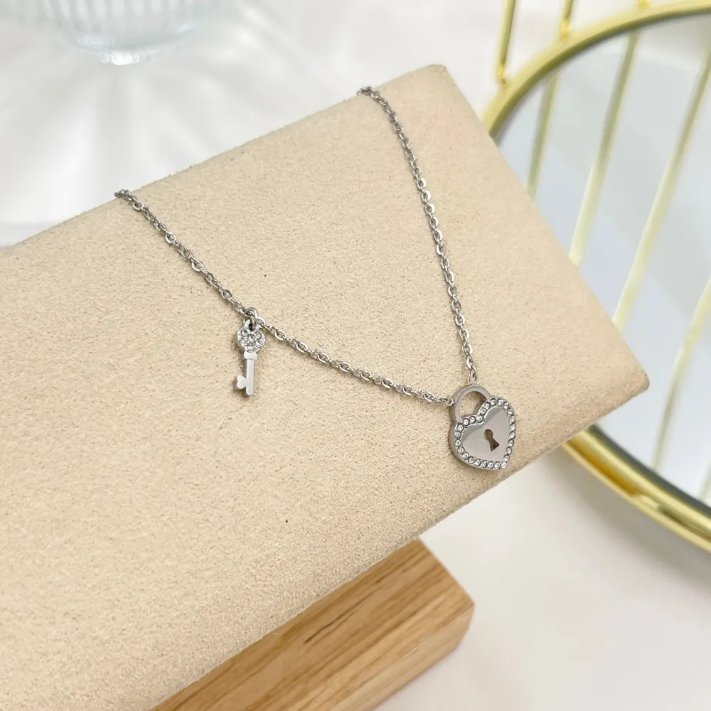 Cuore Chiave -Collana Corta in Acciaio - CAC-103-AA4162N