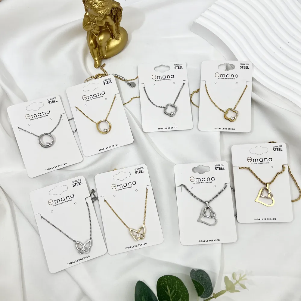 Doppio Cuore -Collana Girocollo in Acciaio - CAC-103-AA4168N