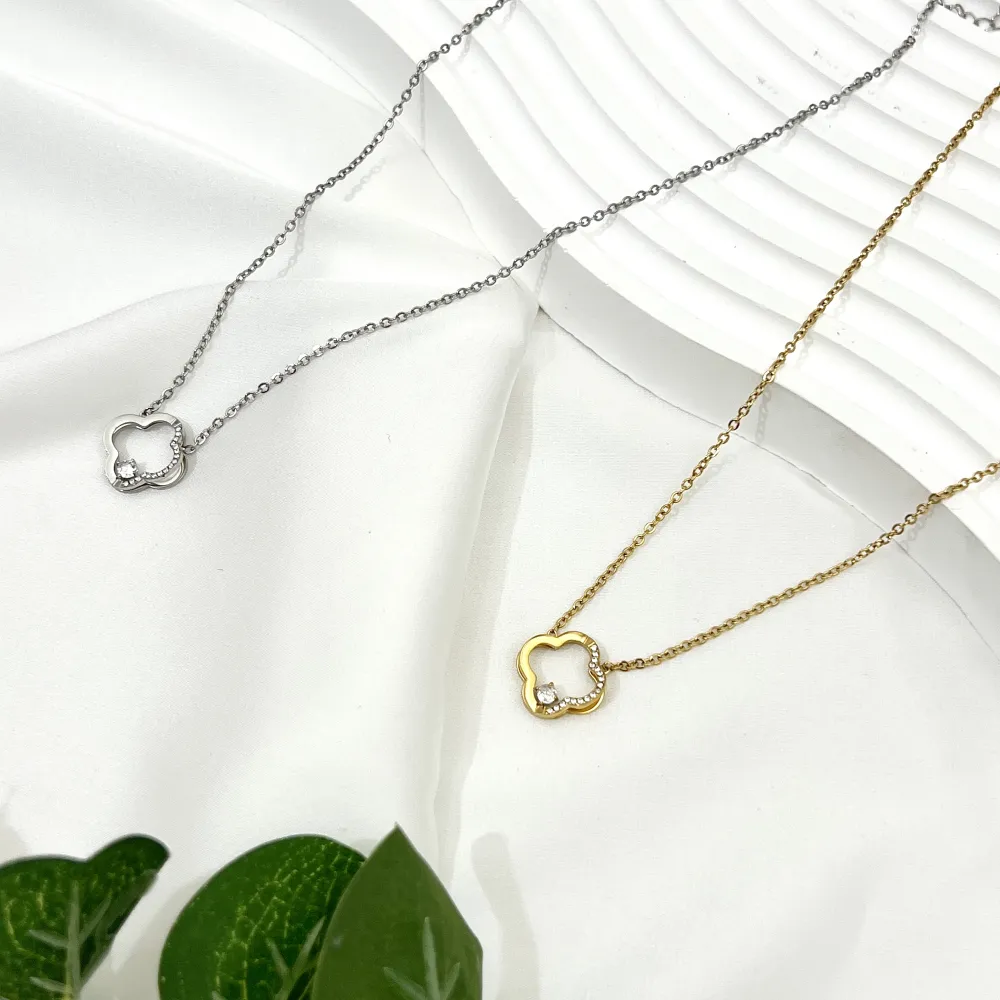 Quadrifoglio -Collana Girocollo in Acciaio - CAC-103-AA4199N