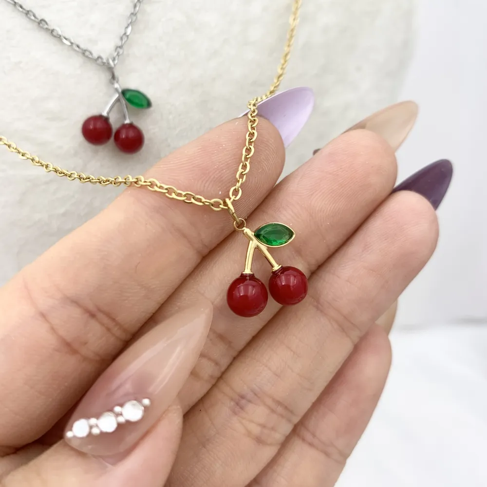 Ciliegia-Collana Corta in Acciaio - CAC-103-AA4532N