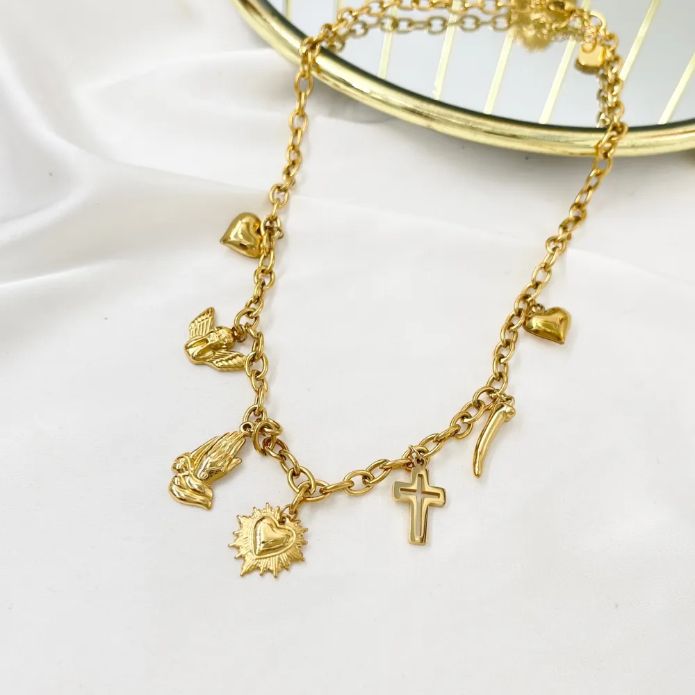 Angelo Sacro Cuore-Collana Corta in Acciaio - CAC-103-AA5147N