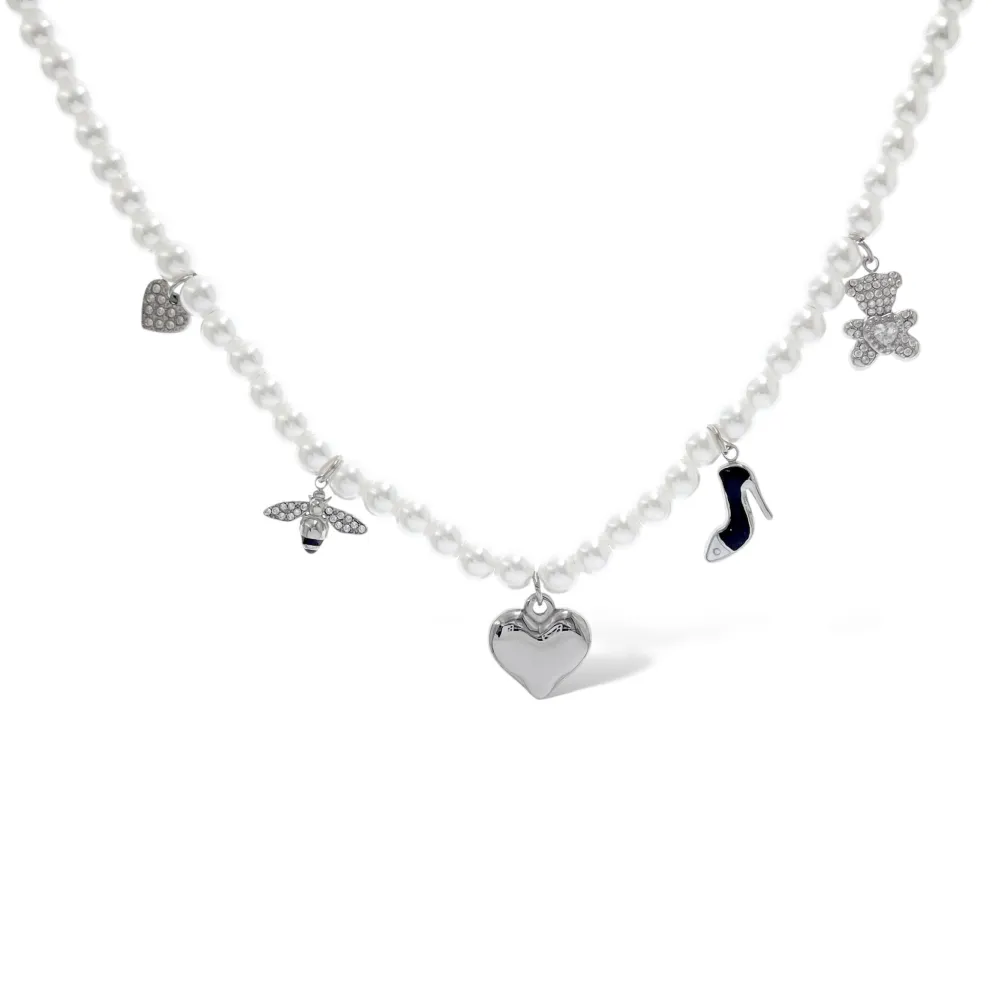 Perla e Ape-Collana Corta in Acciaio - CAC-103-AA5307N