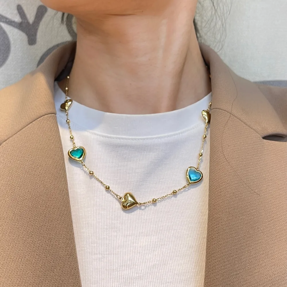 Cuore Zirconia-Collana Corta in Acciaio - CAC-103-AA5713N