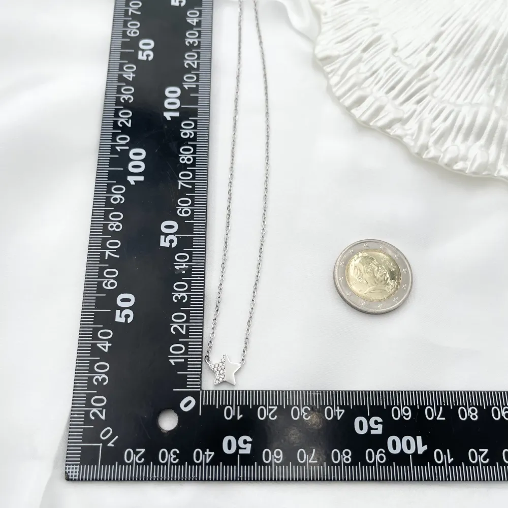 Stella con Zirconia-Collana Corta in Acciaio - CAC-103-AA578N Stella Piccola