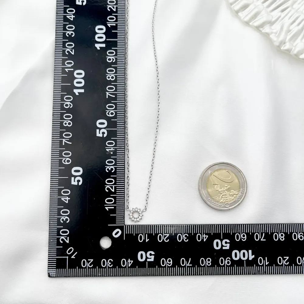 Cerchio con Zirconia-Collana Corta in Acciaio - CAC-103-AA579N