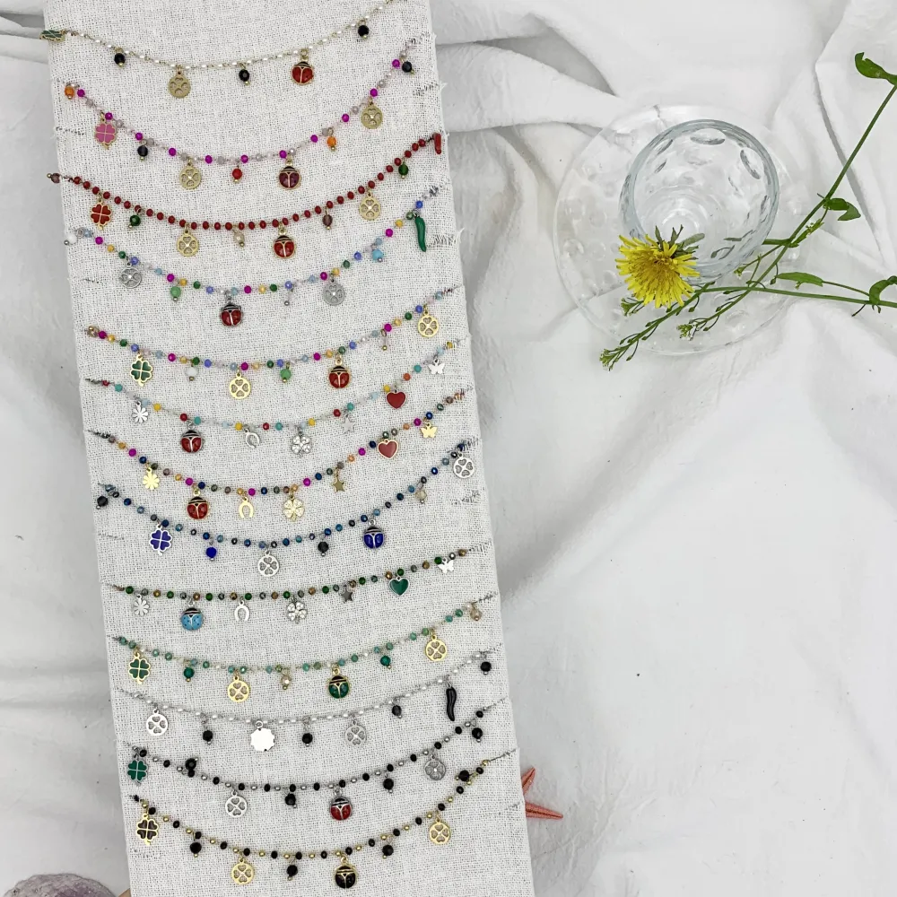 Fortuna Coccinella-Collana Corta in Acciaio e Cristalli - CAC-103-AA618NS