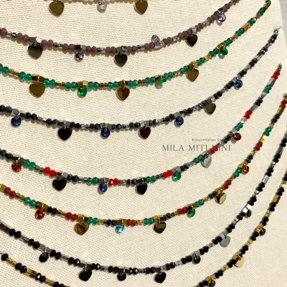 Cuore con Cristalli-Collana Corta in Acciaio - CAC103-AA61N