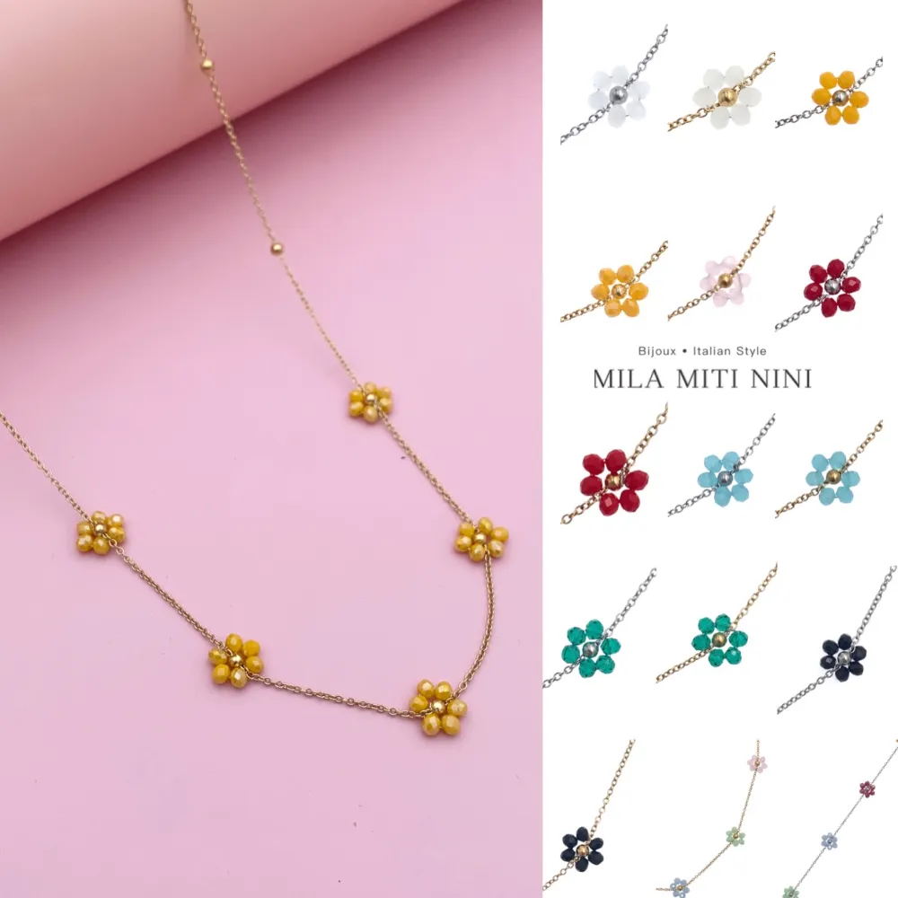 Margherita Cristallo-Collana Corta in Acciaio - CAC-103-AA67N