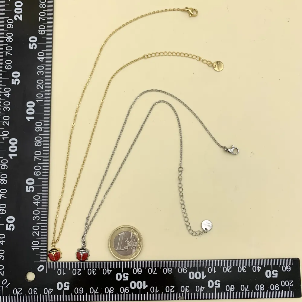 Coccinella Smaltata-Collana Corta in Acciaio - CAC-103-AA831N