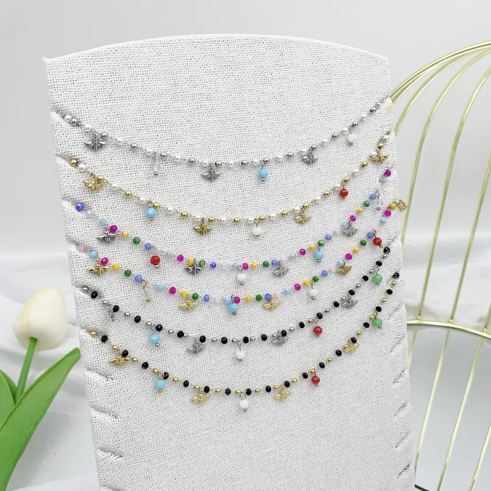 Ape con Cristalli-Collana Corta in Acciaio - CAC103-AA984N