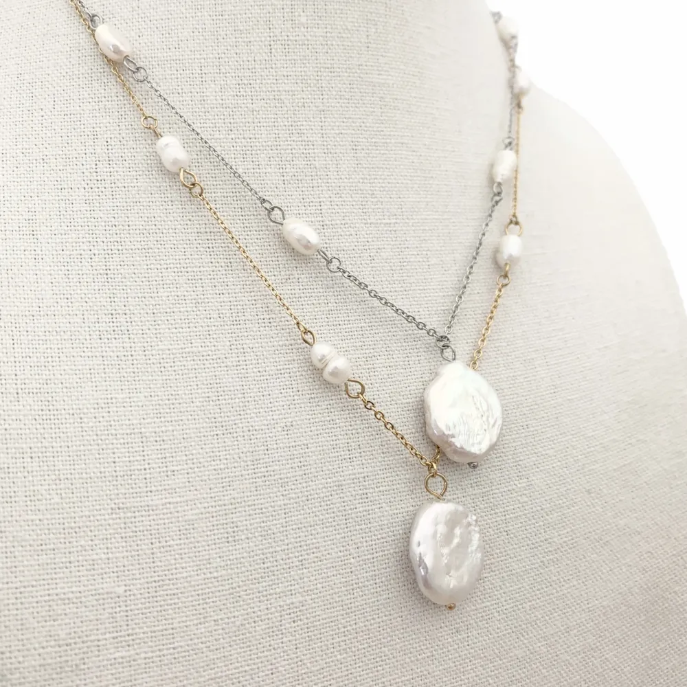 CAC7604-Perla -Collana Corta in Acciaio - CAC-104-SD-102