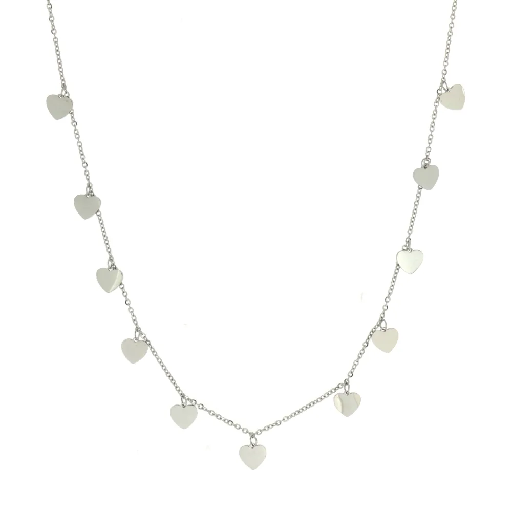 CAC-11 Cuore collana corta in acciaio - CAC-11 Cuori 5264 - Collana Corta in Acciaio