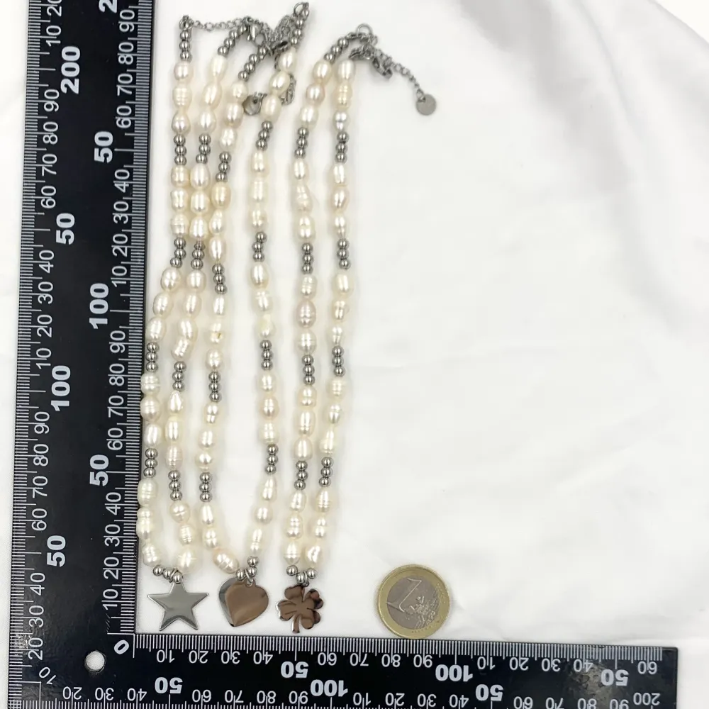 Perla con Cuore-Collana Corta in Acciaio - CAC-176-454A