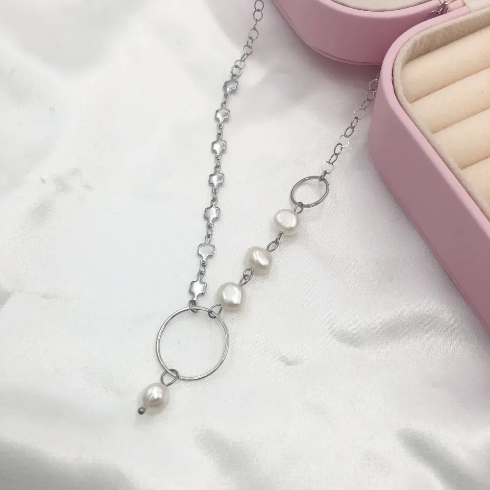 Perla Cerchio-Collana Corta in Acciaio - CAC329-10