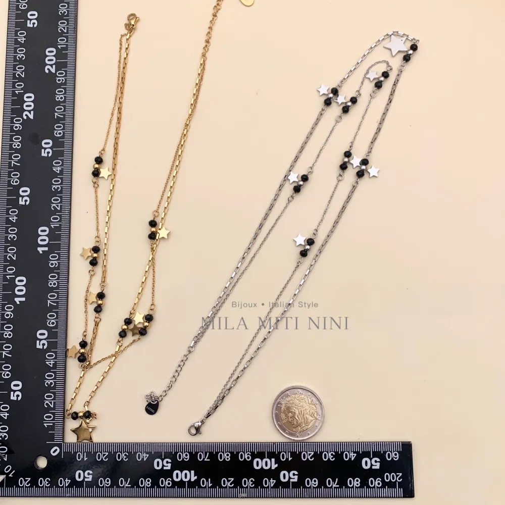 Doppio con Stella-Collana Corta in Acciaio - CAC413-1285