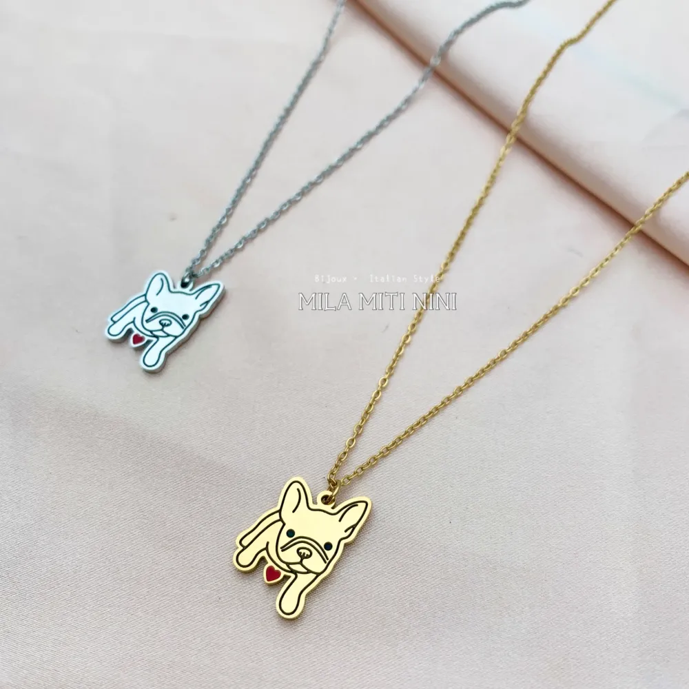 CAC413-1490-Cane-Collana Corta in Acciaio - CAC413-1490-Cane-Collana Corta in Acciaio