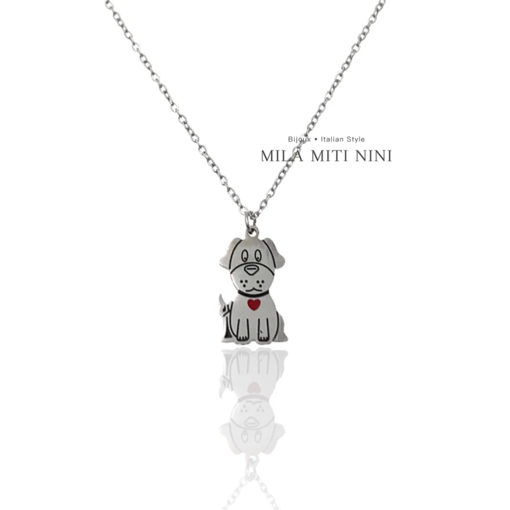 Cane Smaltato-Collana Corta in Acciaio - CAC-413-1601