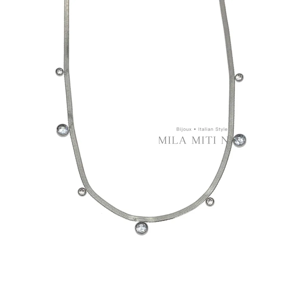 Catena Serpente con P.luce -Collana Corta in Acciaio - CAC413-1819