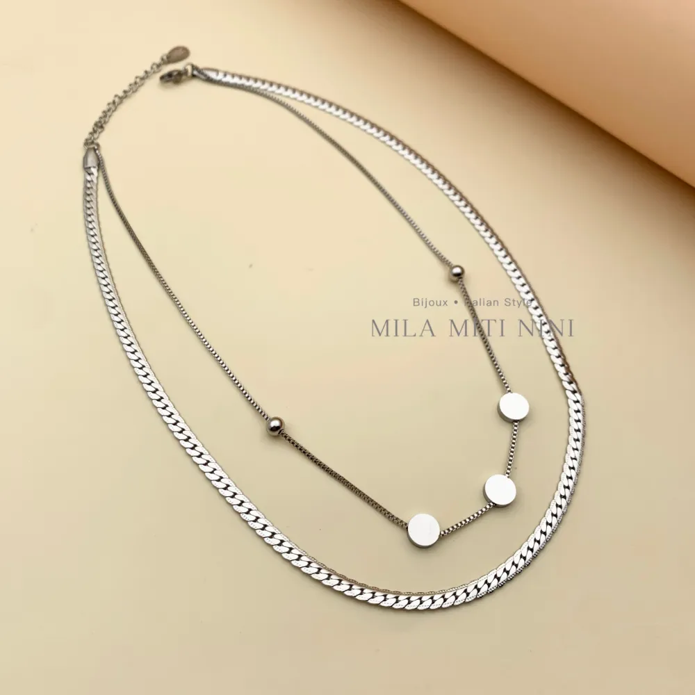 Doppio con Tondo-Collana Corta in Acciaio - CAC413-1838