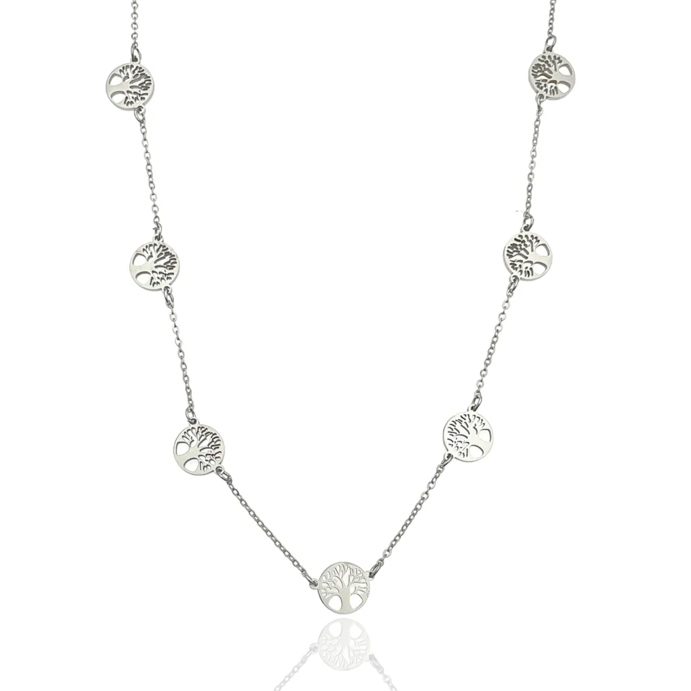 Albero della Vita-Collana Corta in Acciaio - CAC-413-1901