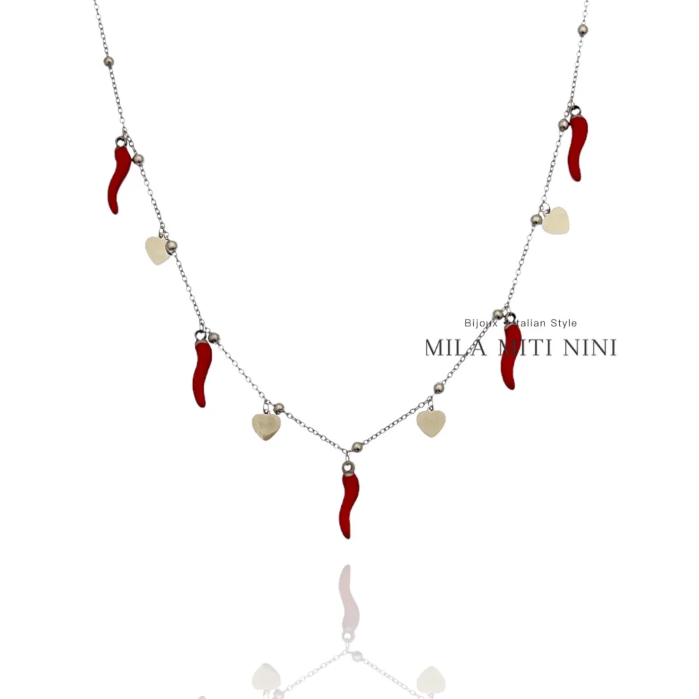 Cuore Cornino-Collana Corta in Acciaio - CAC-413-1924