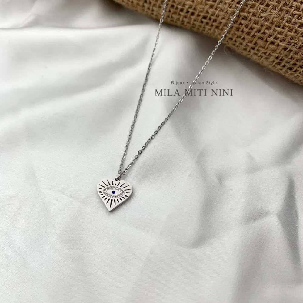 Cuore Occhio-Collana Corta in Acciaio - CAC-413-1963
