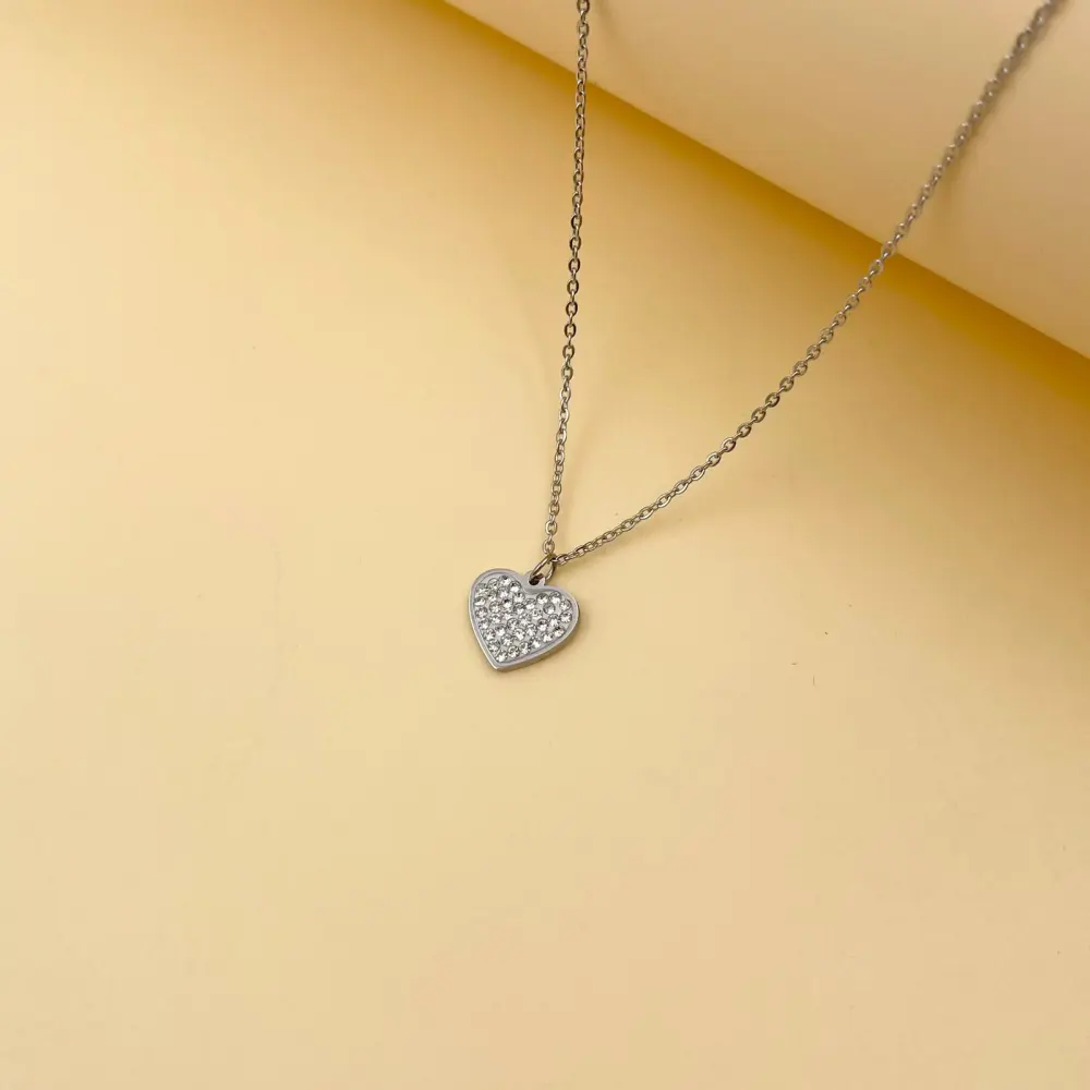 Cuore con Strass-Collana Corta in Acciaio - CAC413-2040A