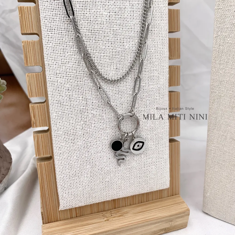 Multifilo Occhio Serpente-Collana Corta in Acciaio - CAC-413-2103