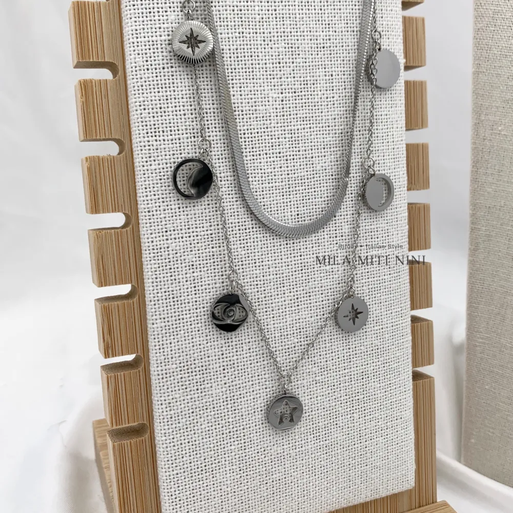 Multifilo Tondo Stella-Collana Corta in Acciaio - CAC-413-2104