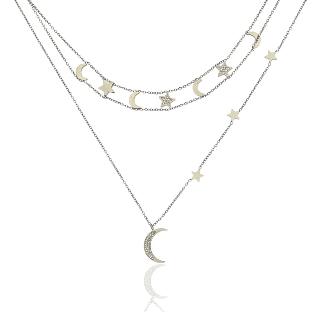 Luna e Stella -Collana Corta in Acciaio - CAC-413-2112