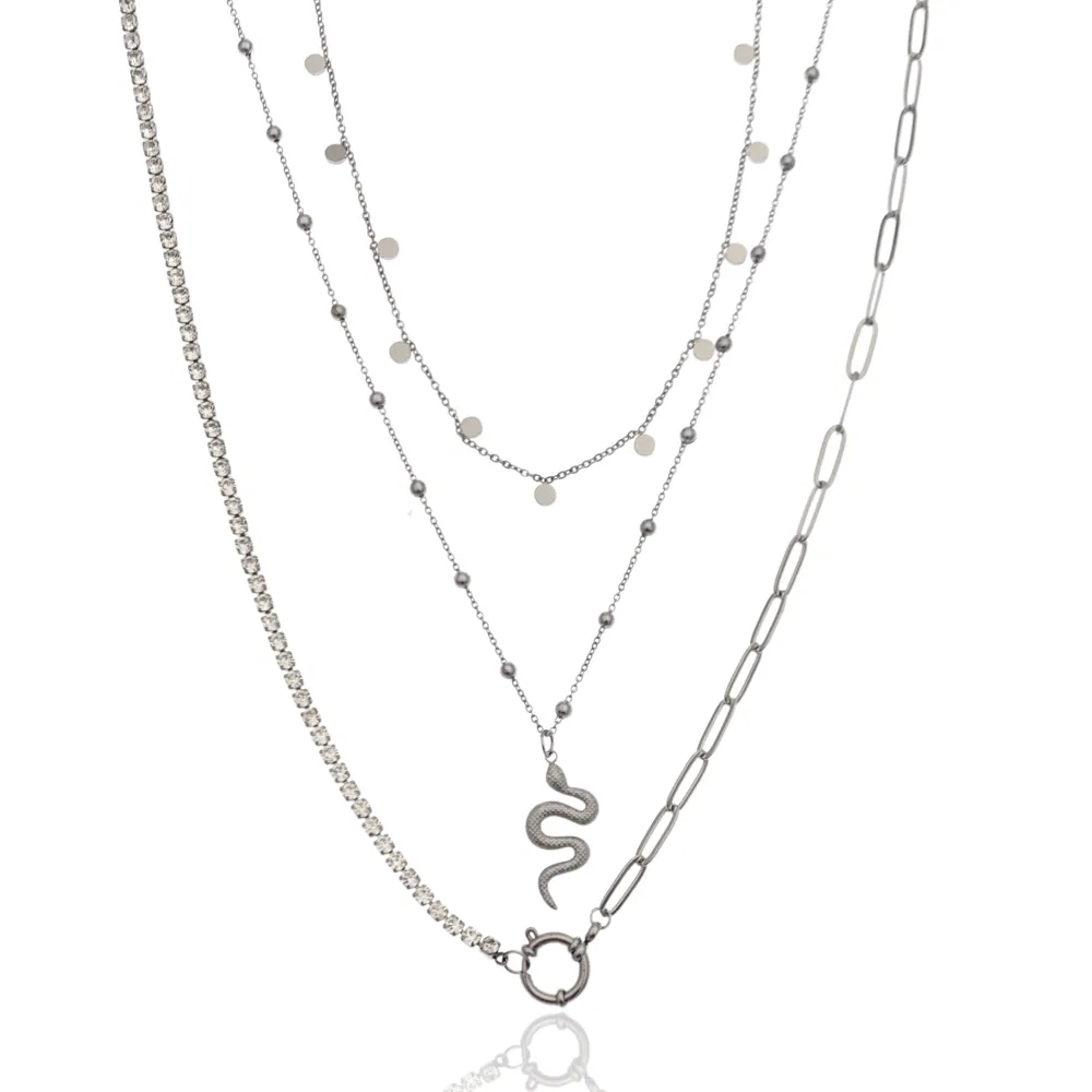 Multifilo Serpente-Collana Corta in Acciaio - CAC-413-2118