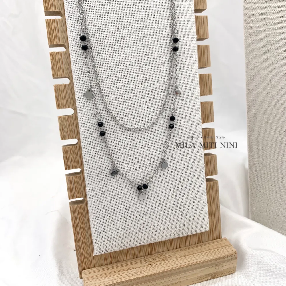 Doppio con Cuore -Collana Corta in Acciaio - CAC-413-2124