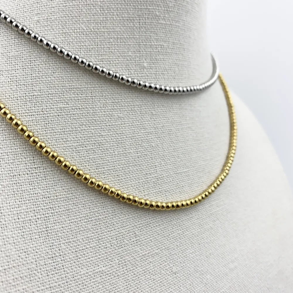 Catena Pallina 3mm-Collana Corta in Acciaio - CAC-413-2179 3mm