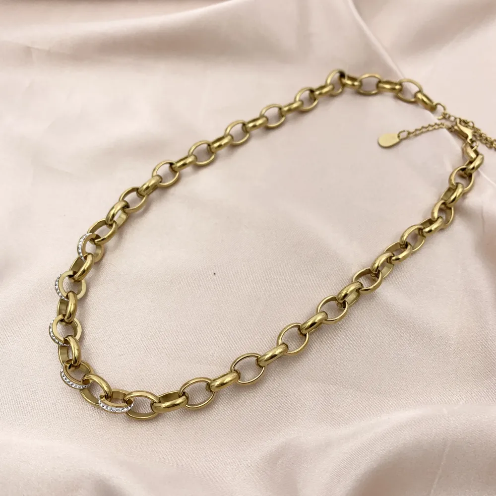 CAC7307-Catena con Strass- Collana Corta in Acciaio - CAC-413-2188