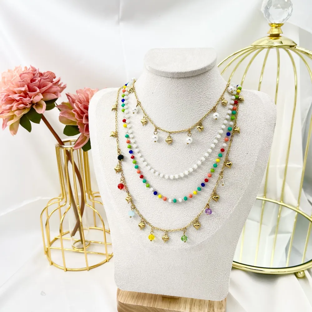 Multifili con Cuore-Collana Corta in Acciaio - CAC-413-2211