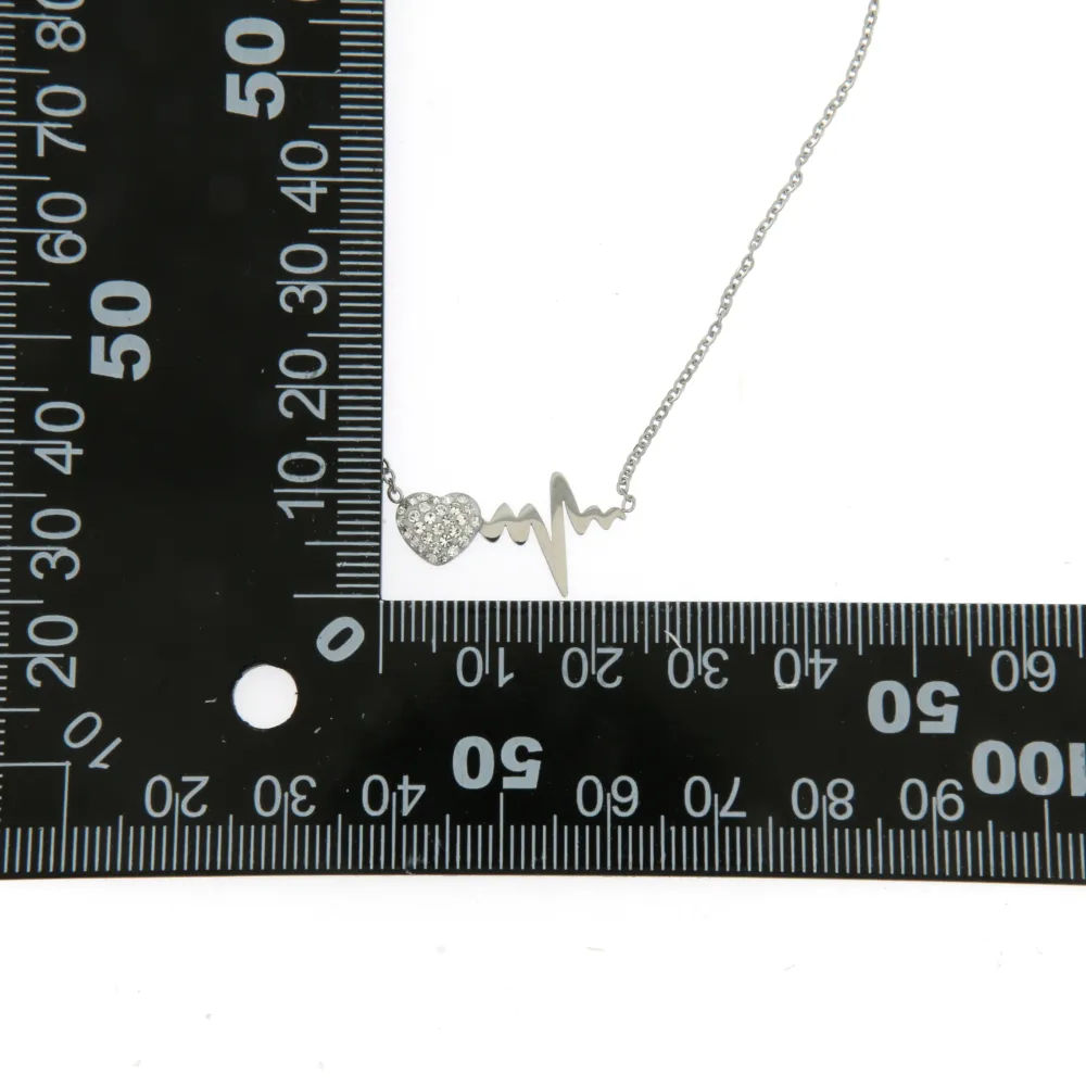 CAS- Cuore Battito 4616 - Collana in Acciaio con Strass - CAC4616- Battito Cuore- Collana in Acciaio con Strass