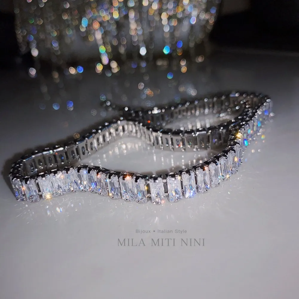 Tennis Rettangolare-Collana Corta in Acciaio - CAC600-B131